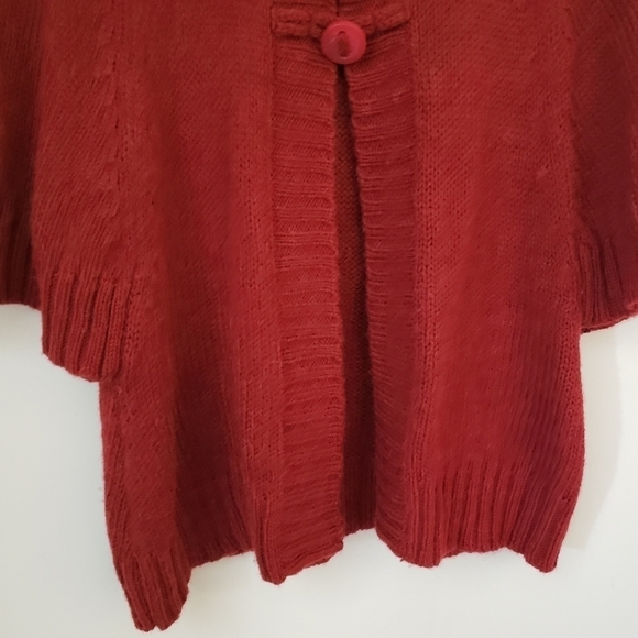 Calvin Klein Red Bat Wing Sleeve Poncho Sweater Wool Alpaca Blend Size Small - Picture 3 of 11